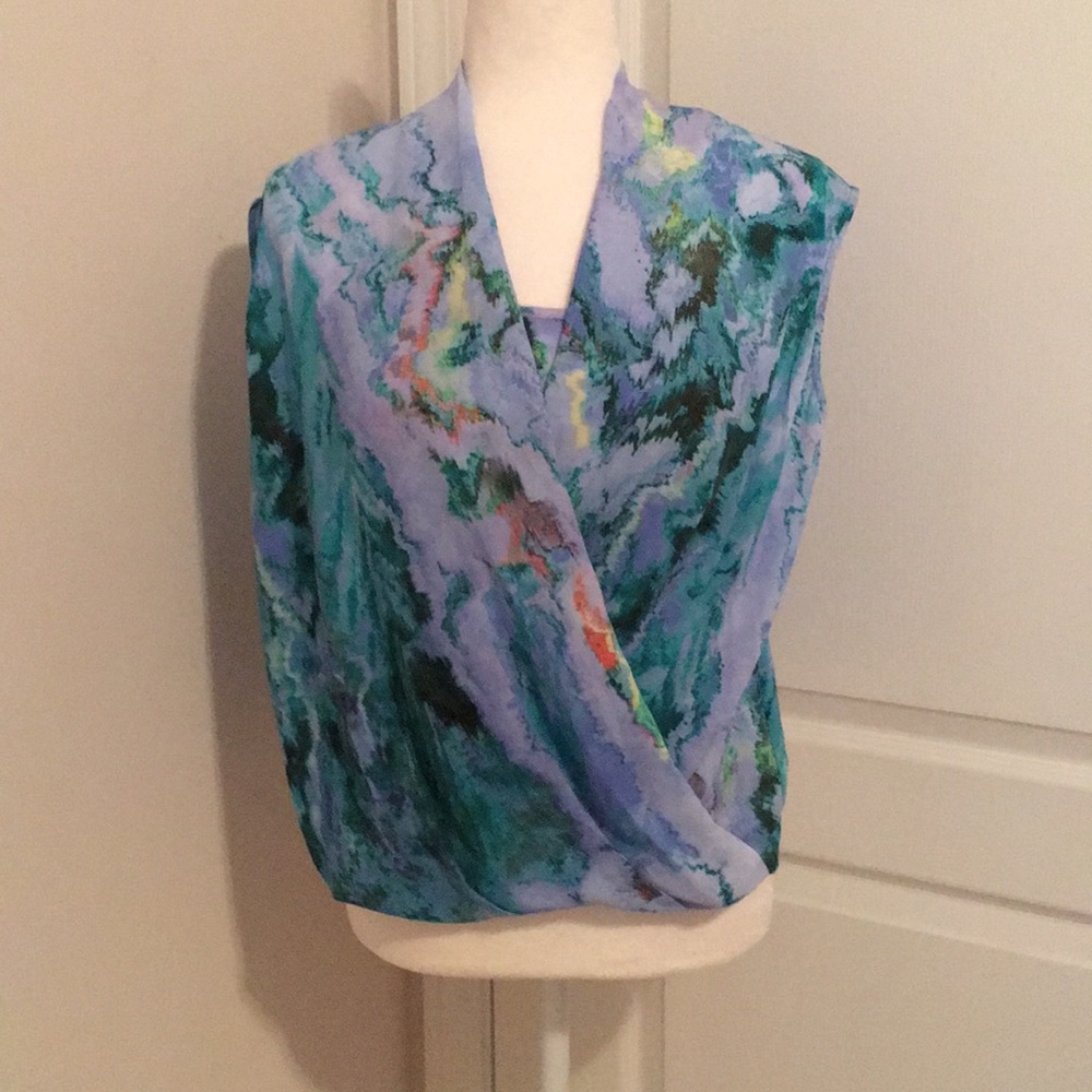 Mossimo Watercolor Twofer Faux Wrap Top